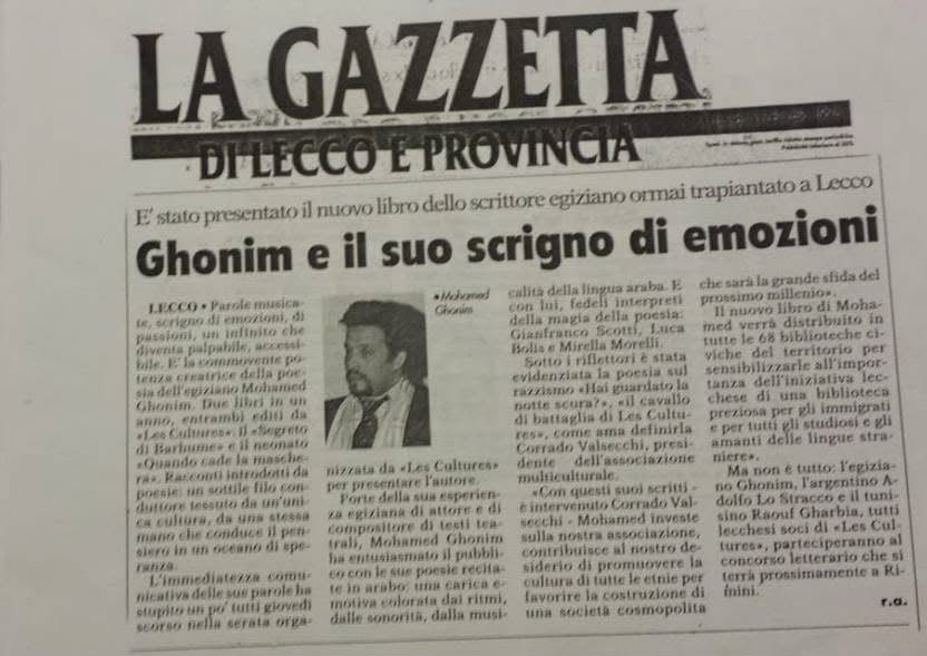 Ritaglio stampa dedicato a Ghonim Mohamed